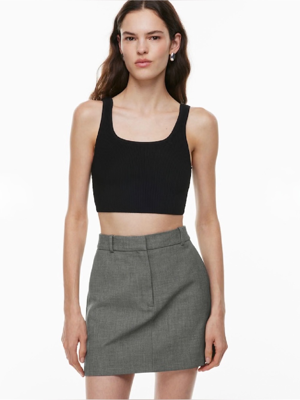 ARITZIA | Babaton Sculpt Knit Squareneck Cropped Tank Top in Black, Size Medium